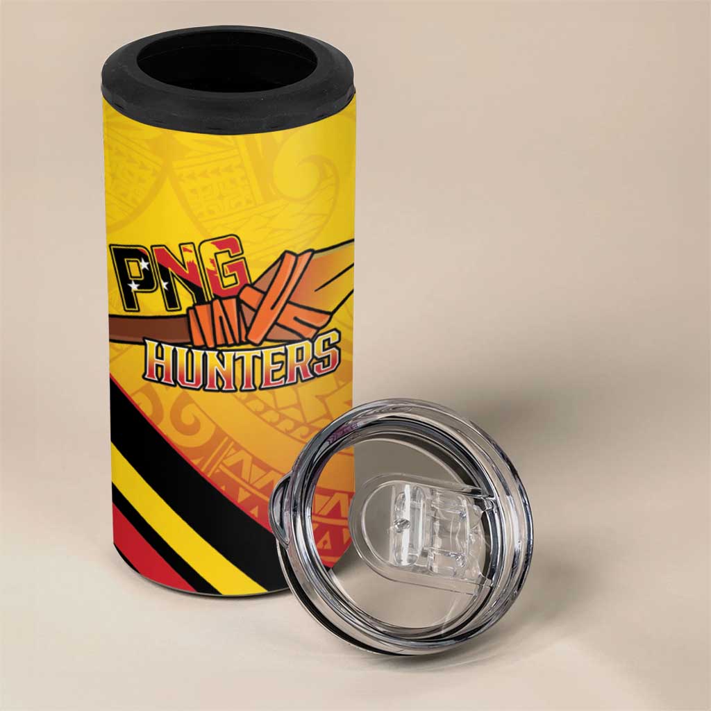Papua New Guinea Rugby Custom 4 in 1 Can Cooler Tumbler Go PNG Hunters Polynesian Pattern - Polynesian Pride