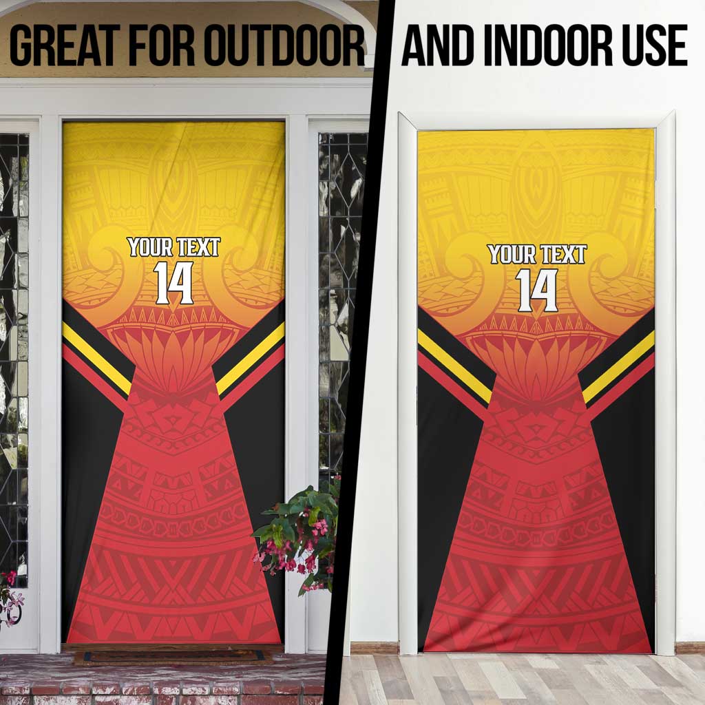 Papua New Guinea Rugby Custom Door Cover Go PNG Hunters Polynesian Pattern - Polynesian Pride