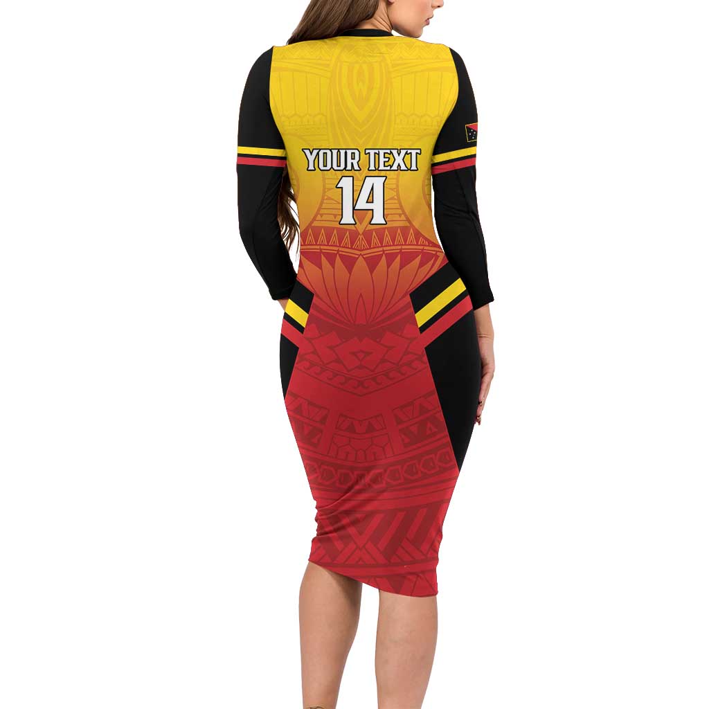 Papua New Guinea Rugby Custom Family Matching Long Sleeve Bodycon Dress and Hawaiian Shirt Go PNG Hunters Polynesian Pattern LT14 - Polynesian Pride