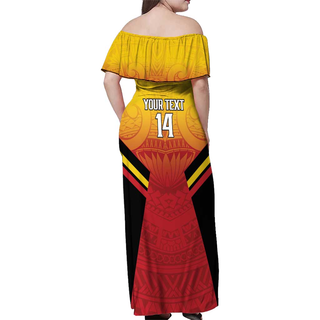 Papua New Guinea Rugby Custom Family Matching Off Shoulder Maxi Dress and Hawaiian Shirt Go PNG Hunters Polynesian Pattern LT14 - Polynesian Pride