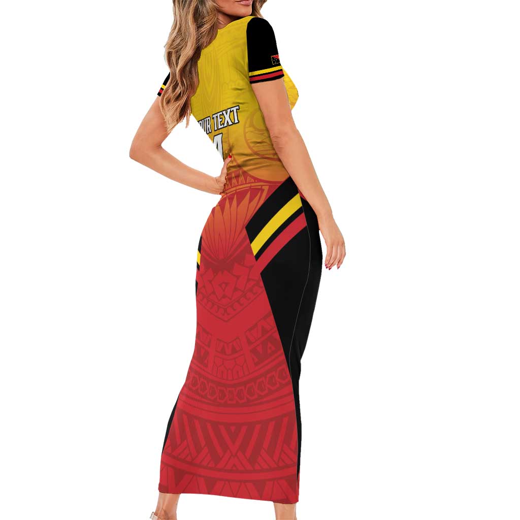 Papua New Guinea Rugby Custom Family Matching Short Sleeve Bodycon Dress and Hawaiian Shirt Go PNG Hunters Polynesian Pattern LT14 - Polynesian Pride