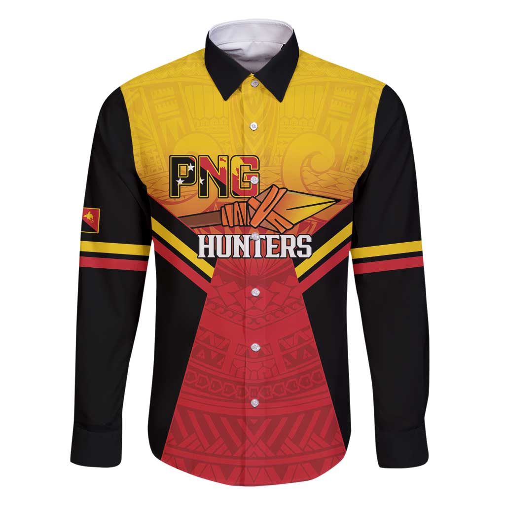 Papua New Guinea Rugby Custom Family Matching Summer Maxi Dress and Hawaiian Shirt Go PNG Hunters Polynesian Pattern LT14 Dad's Shirt - Long Sleeve Red - Polynesian Pride