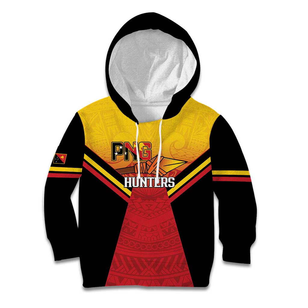 Papua New Guinea Rugby Custom Kid Hoodie Go PNG Hunters Polynesian Pattern - Polynesian Pride