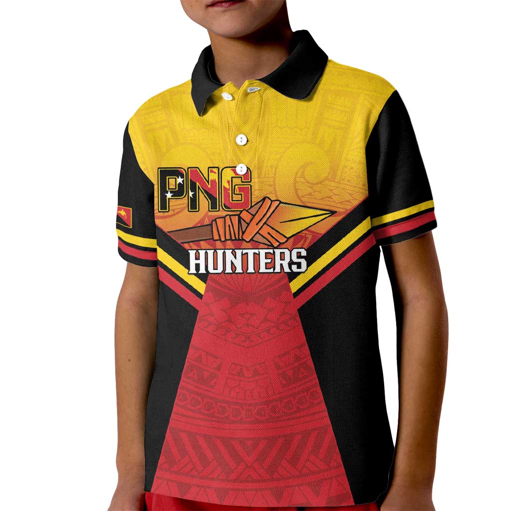 Papua New Guinea Rugby Custom Kid Polo Shirt Go PNG Hunters Polynesian Pattern - Polynesian Pride