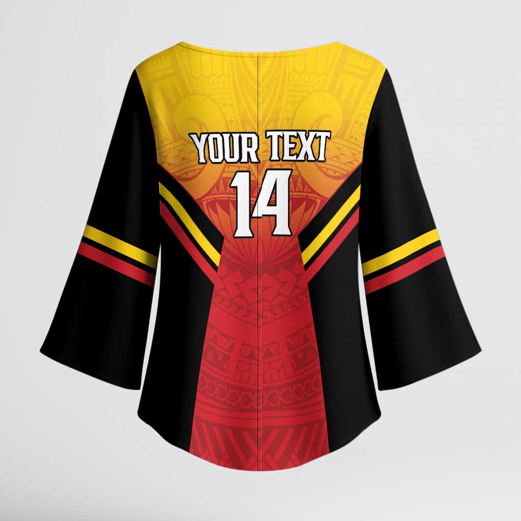 Papua New Guinea Rugby Custom Kimono Sleeve Blouse Go PNG Hunters Polynesian Pattern - Polynesian Pride