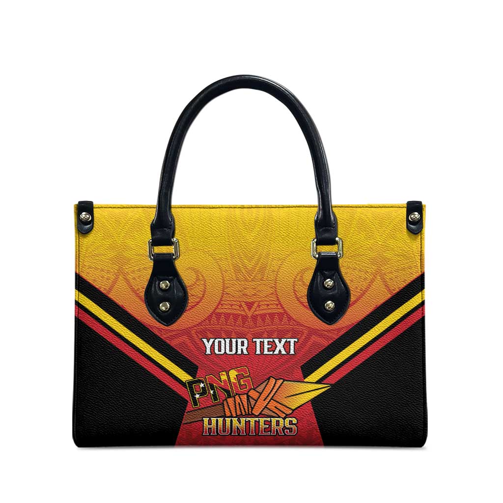 Papua New Guinea Rugby Custom Leather Bag Go PNG Hunters Polynesian Pattern - Polynesian Pride