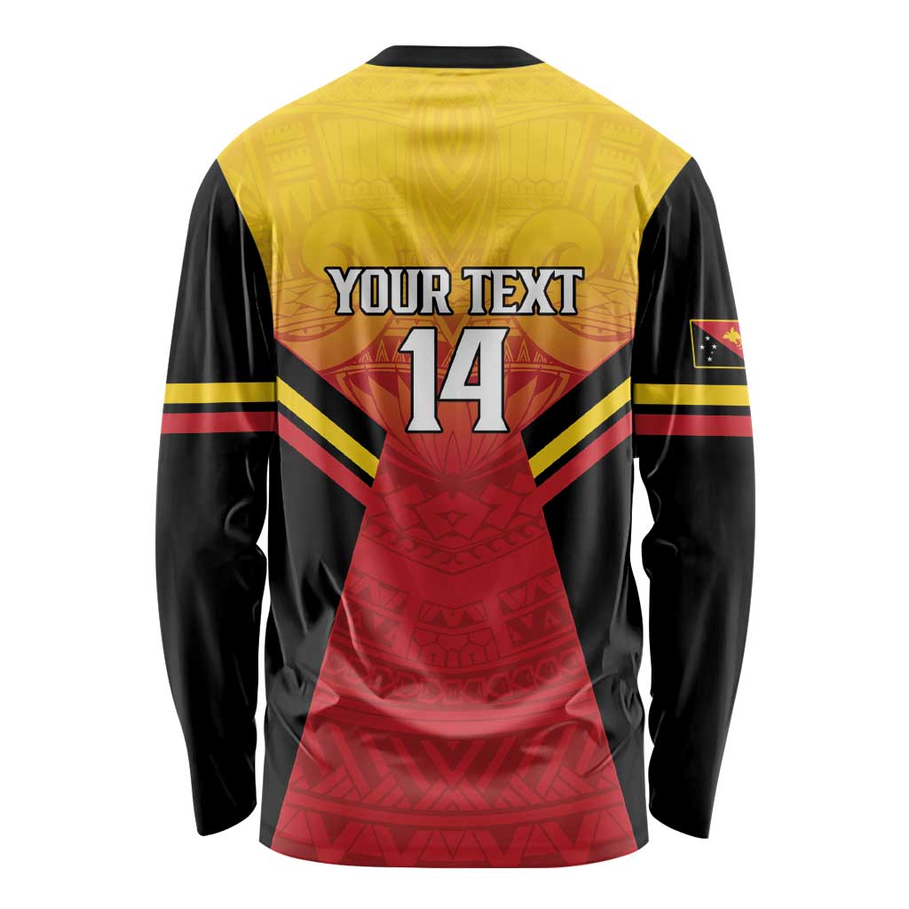 Papua New Guinea Rugby Custom Long Sleeve Shirt Go PNG Hunters Polynesian Pattern LT14 - Polynesian Pride