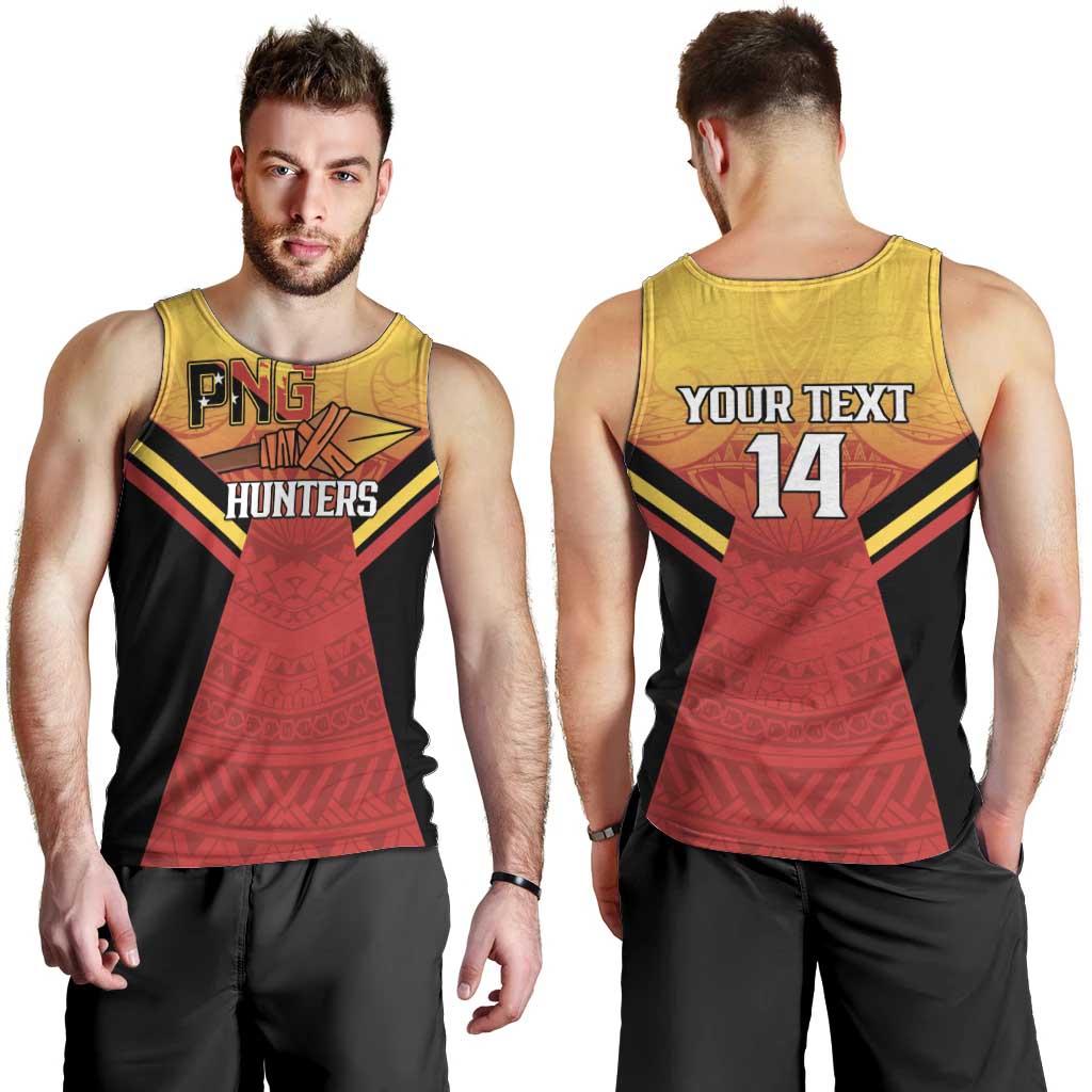 Papua New Guinea Rugby Custom Men Tank Top Go PNG Hunters Polynesian Pattern - Polynesian Pride