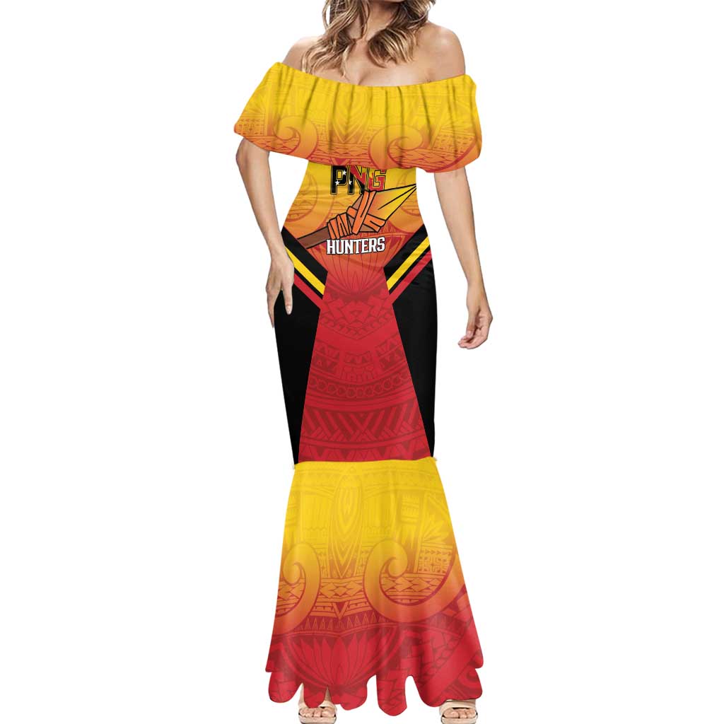 Papua New Guinea Rugby Custom Mermaid Dress Go PNG Hunters Polynesian Pattern - Polynesian Pride