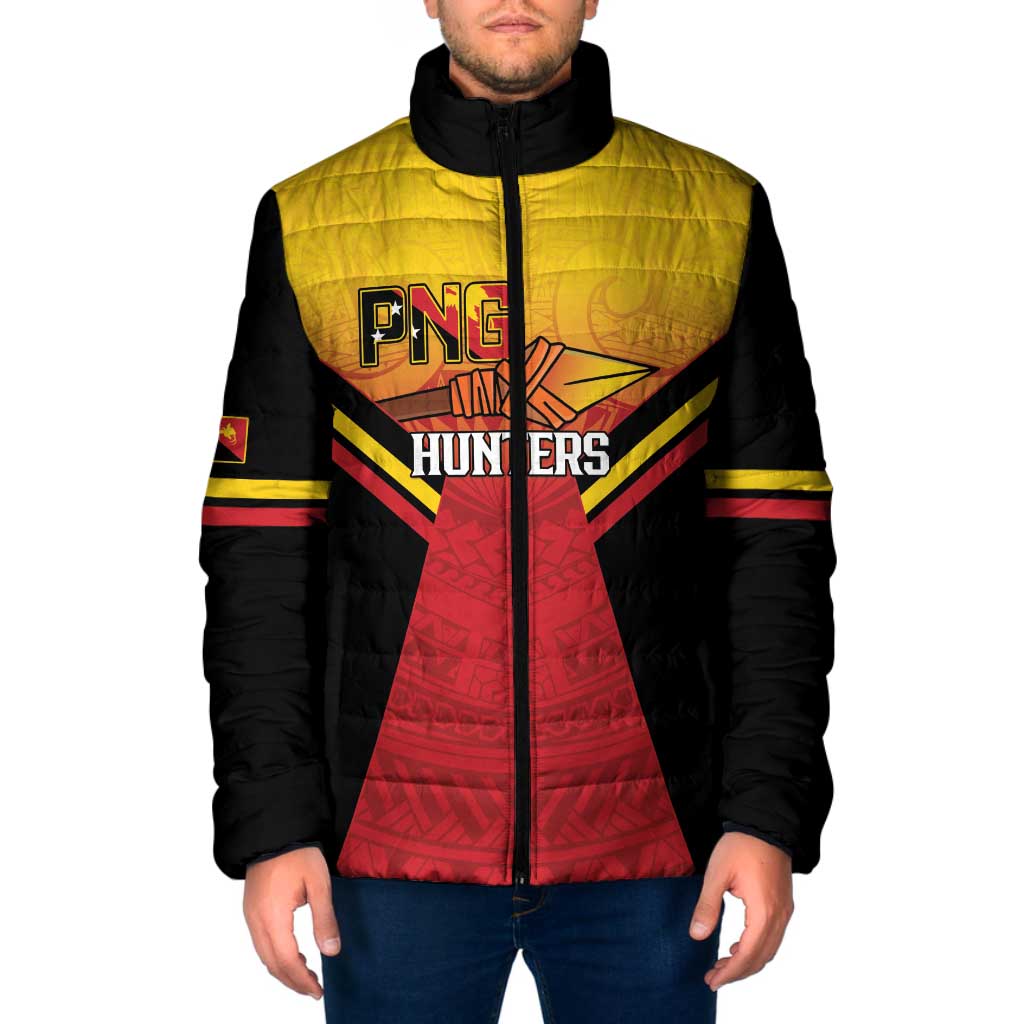 Papua New Guinea Rugby Custom Padded Jacket Go PNG Hunters Polynesian Pattern - Polynesian Pride