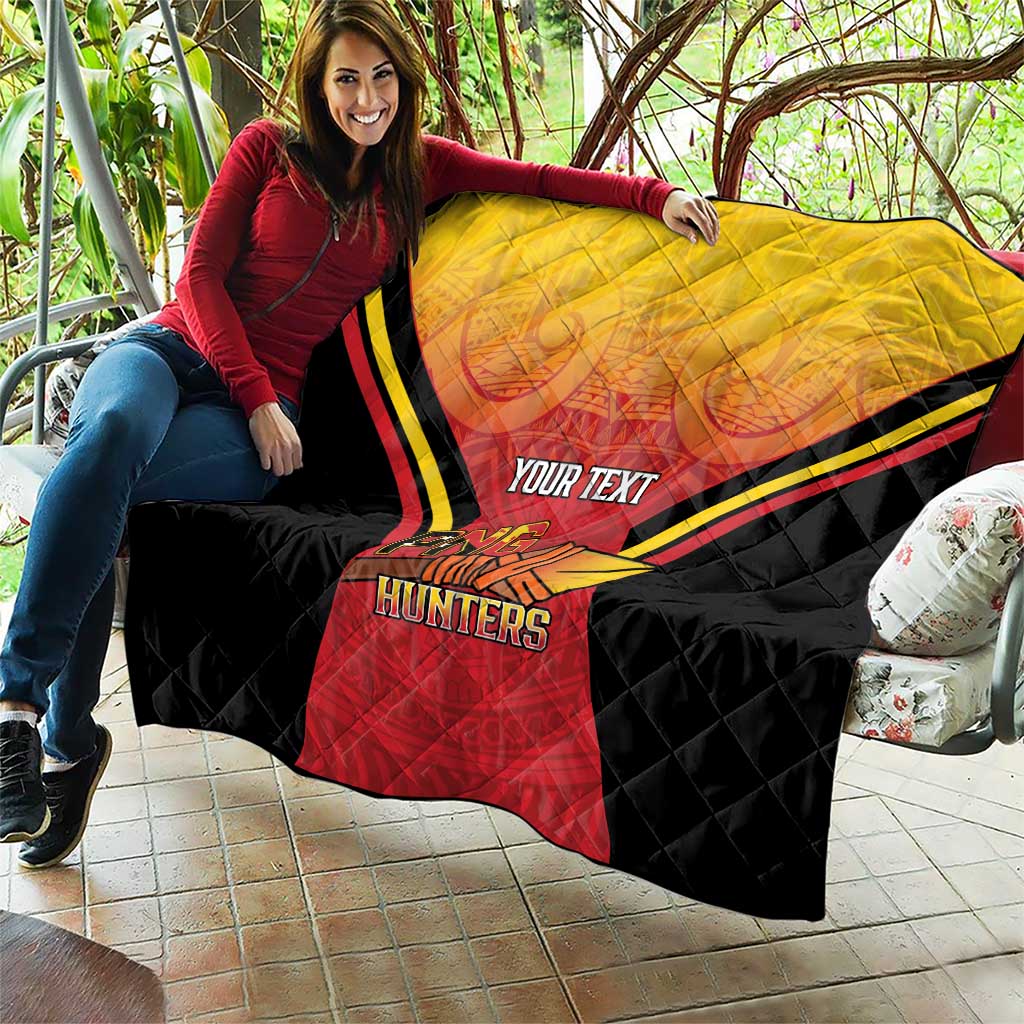 Papua New Guinea Rugby Custom Quilt Go PNG Hunters Polynesian Pattern - Polynesian Pride