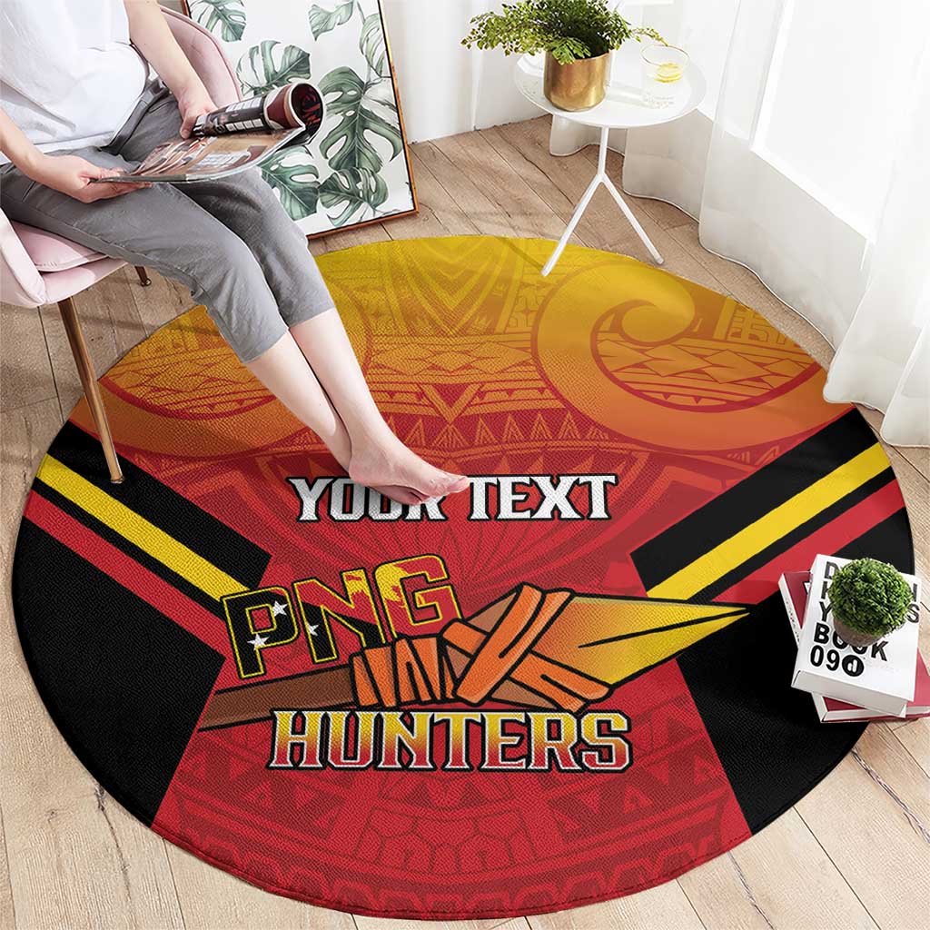 Papua New Guinea Rugby Custom Round Carpet Go PNG Hunters Polynesian Pattern LT14 - Polynesian Pride