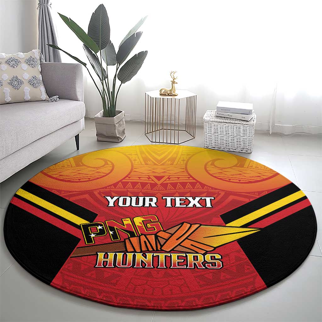 Papua New Guinea Rugby Custom Round Carpet Go PNG Hunters Polynesian Pattern LT14 - Polynesian Pride