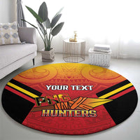 Papua New Guinea Rugby Custom Round Carpet Go PNG Hunters Polynesian Pattern LT14 - Polynesian Pride