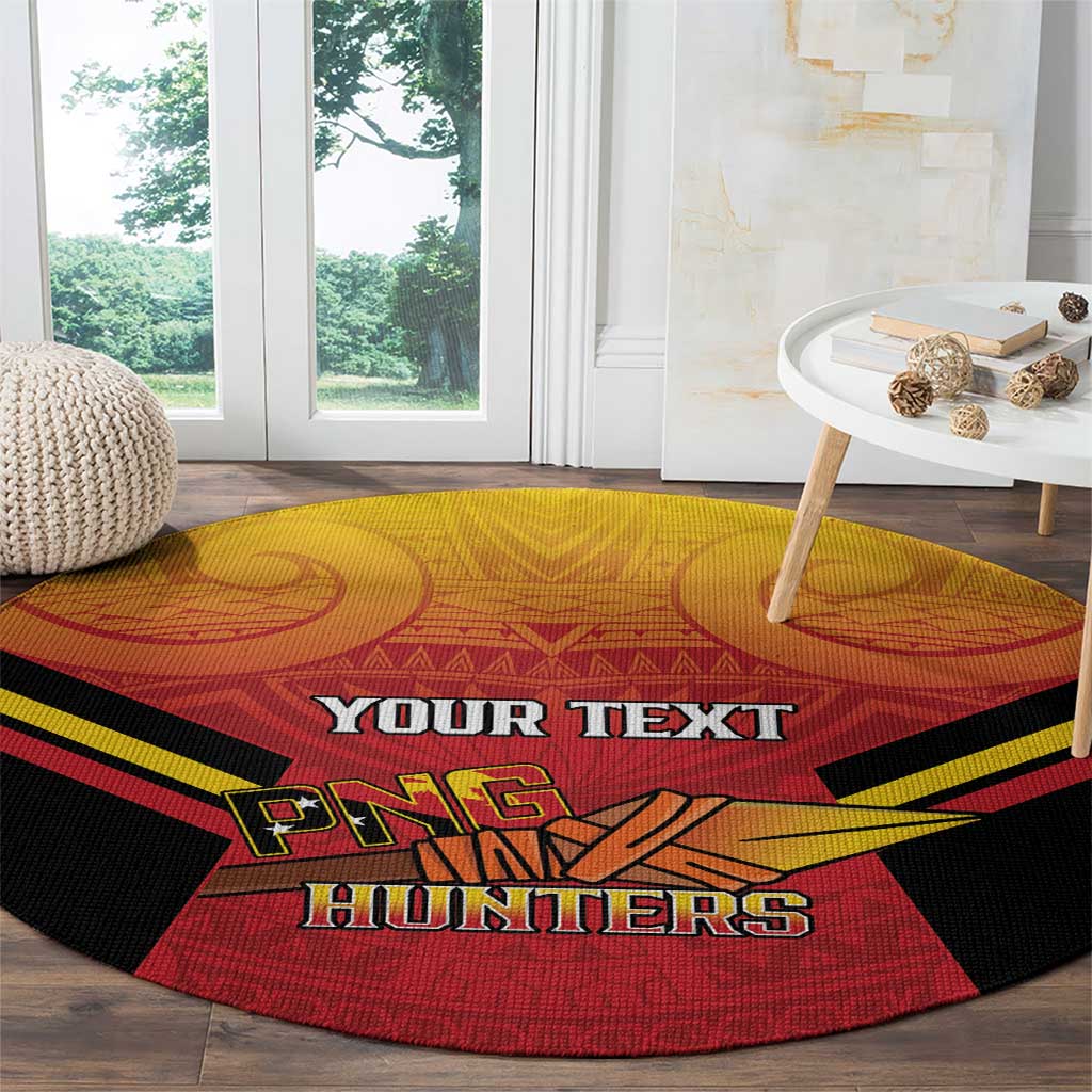 Papua New Guinea Rugby Custom Round Carpet Go PNG Hunters Polynesian Pattern LT14 - Polynesian Pride