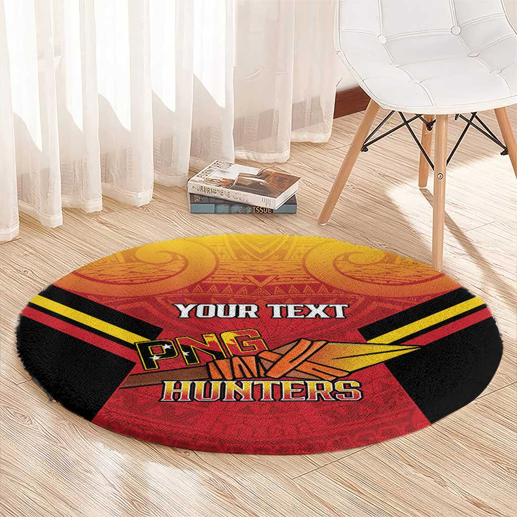 Papua New Guinea Rugby Custom Round Carpet Go PNG Hunters Polynesian Pattern LT14 - Polynesian Pride