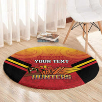 Papua New Guinea Rugby Custom Round Carpet Go PNG Hunters Polynesian Pattern LT14 - Polynesian Pride