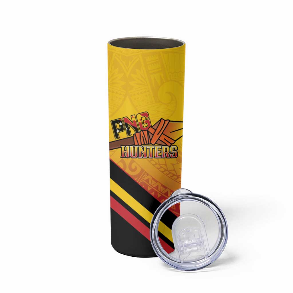 Papua New Guinea Rugby Custom Skinny Tumbler Go PNG Hunters Polynesian Pattern - Polynesian Pride