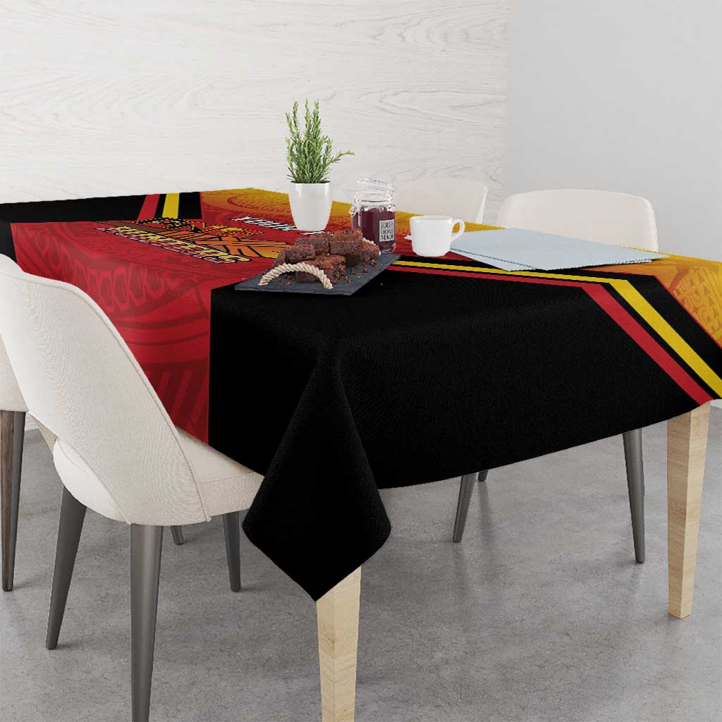 Papua New Guinea Rugby Custom Tablecloth Go PNG Hunters Polynesian Pattern - Polynesian Pride