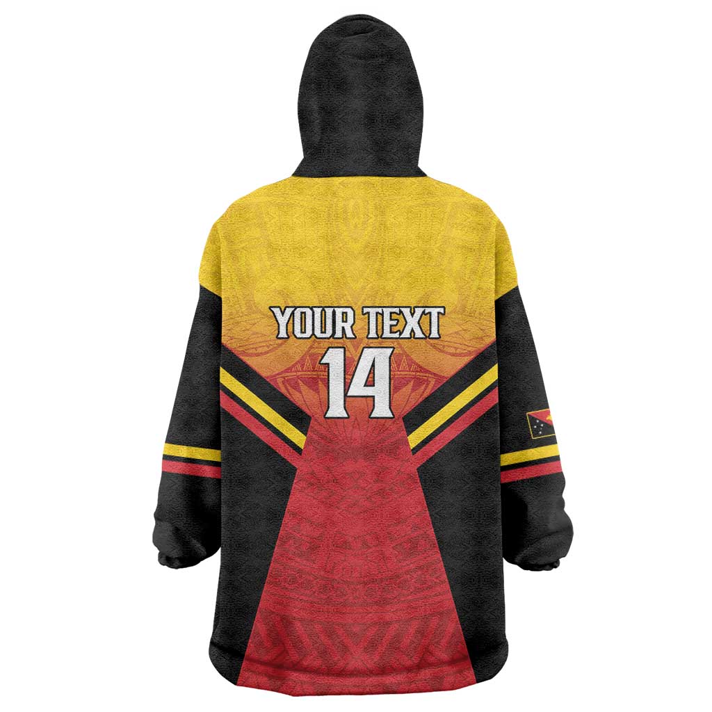 Papua New Guinea Rugby Custom Wearable Blanket Hoodie Go PNG Hunters Polynesian Pattern - Polynesian Pride