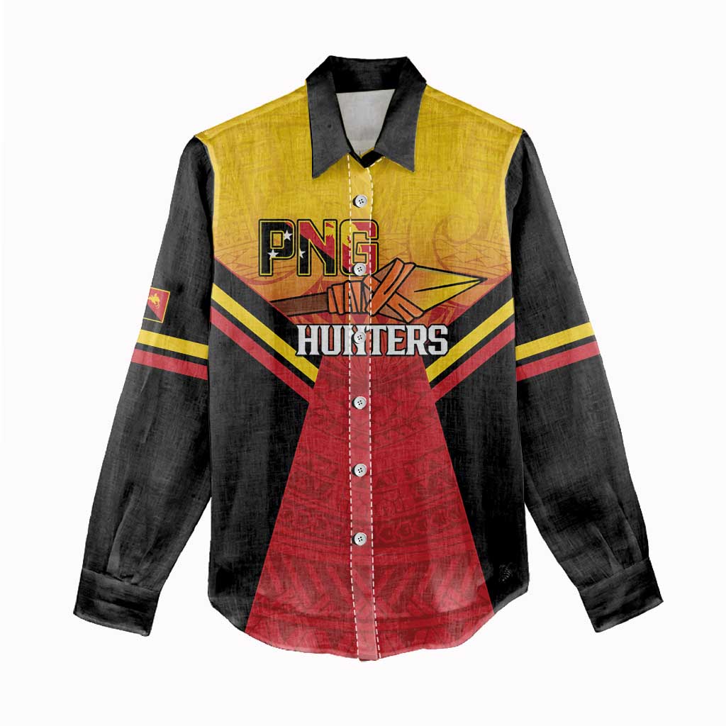Papua New Guinea Rugby Custom Women Casual Shirt Go PNG Hunters Polynesian Pattern LT14 - Polynesian Pride