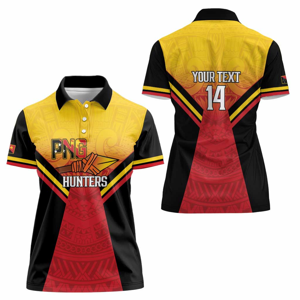 Papua New Guinea Rugby Custom Women Polo Shirt Go PNG Hunters Polynesian Pattern - Polynesian Pride