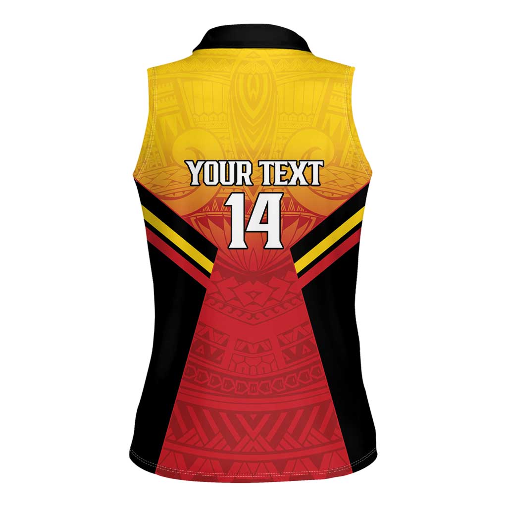 Papua New Guinea Rugby Custom Women Sleeveless Polo Shirt Go PNG Hunters Polynesian Pattern LT14 - Polynesian Pride