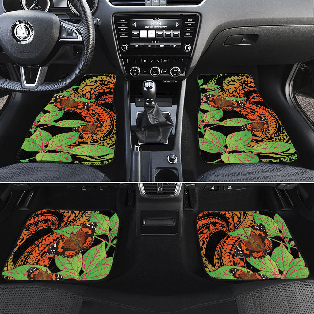 Kamehameha Butterfly Hawaii Car Mats Hawaiian Pulelehua Mamaki Orange Green Color
