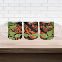Kamehameha Butterfly Hawaii Ceramic Mug Hawaiian Pulelehua Mamaki Orange Green Color LT14 - Polynesian Pride