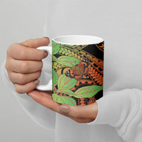 Kamehameha Butterfly Hawaii Ceramic Mug Hawaiian Pulelehua Mamaki Orange Green Color LT14 - Polynesian Pride