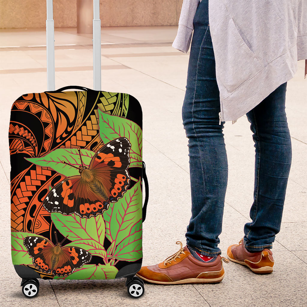 Kamehameha Butterfly Hawaii Luggage Cover Hawaiian Pulelehua Mamaki Orange Green Color