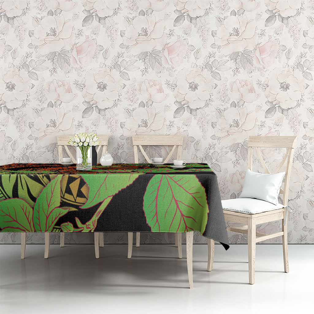 Kamehameha Butterfly Hawaii Tablecloth Hawaiian Pulelehua Mamaki Orange Green Color