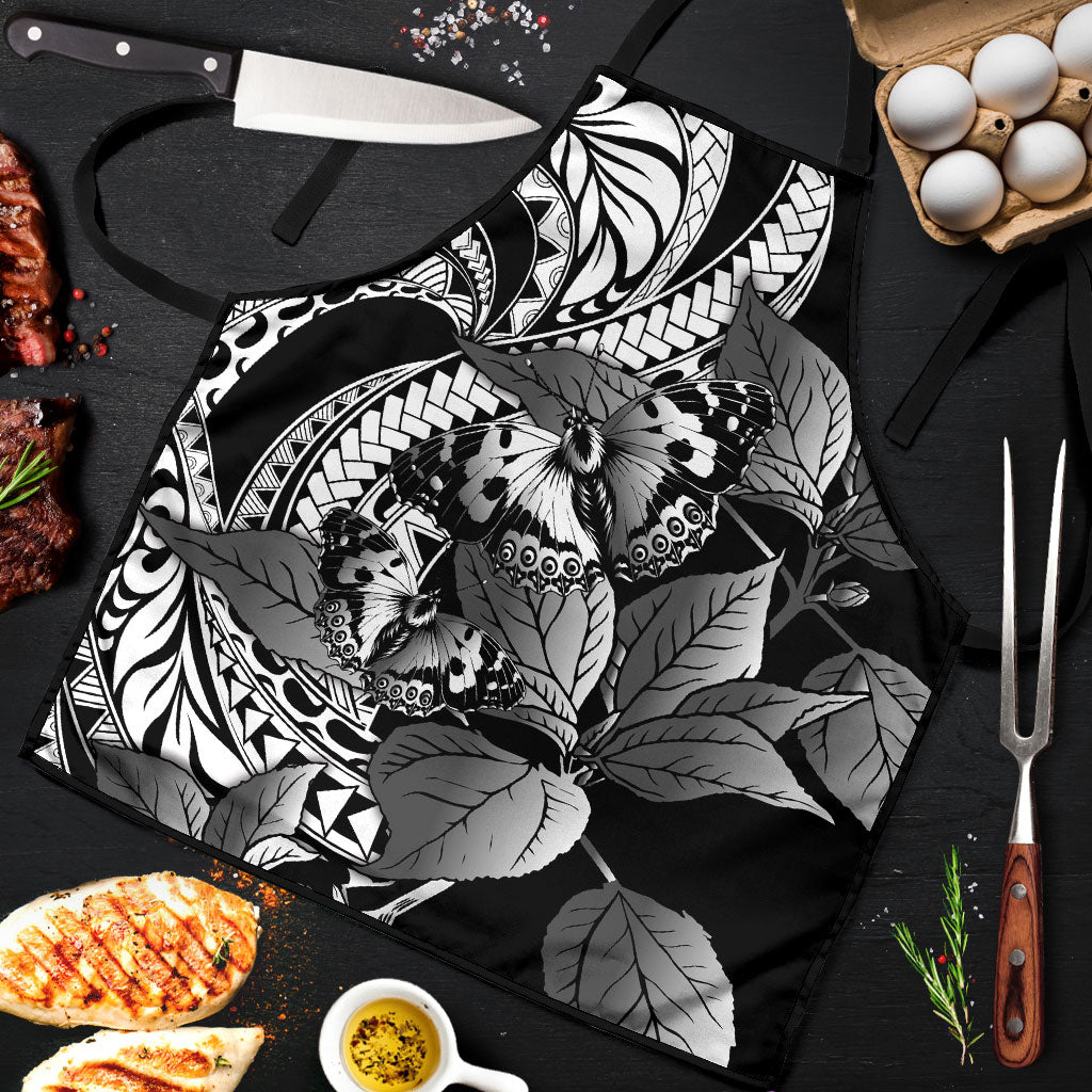 Kamehameha Butterfly Hawaii Apron Hawaiian Pulelehua Mamaki Black Color LT14 Black - Polynesian Pride