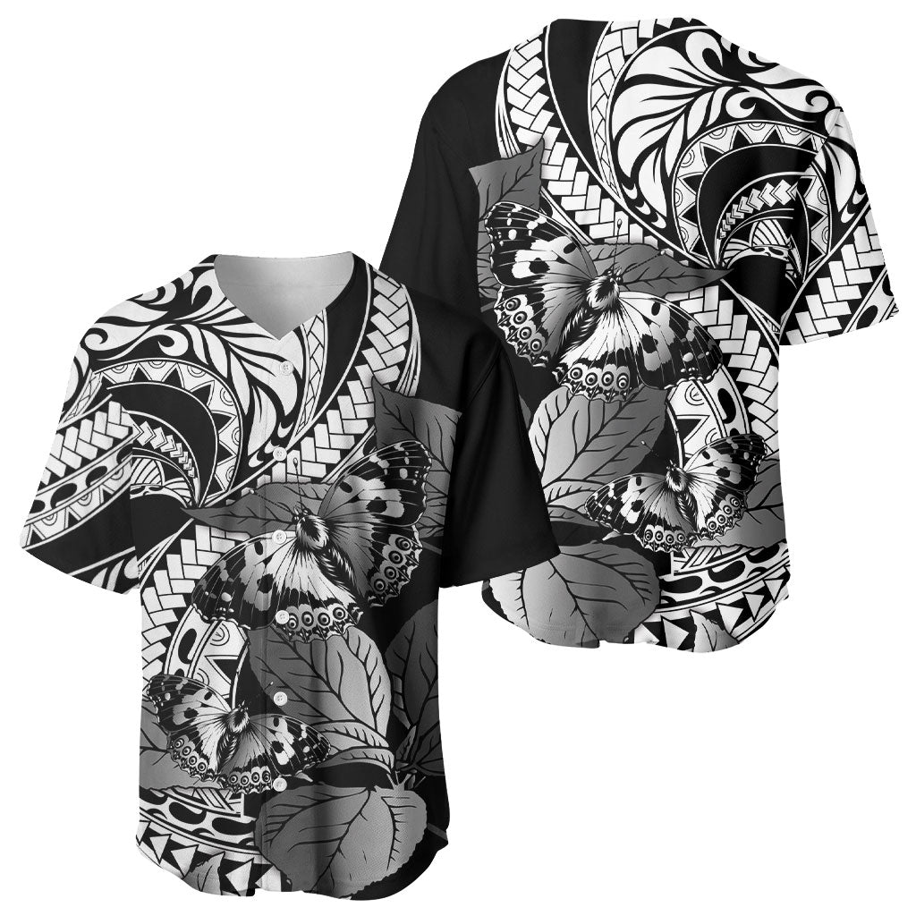 Kamehameha Butterfly Hawaii Baseball Jersey Hawaiian Pulelehua Mamaki Black Color LT14 - Polynesian Pride