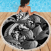 Kamehameha Butterfly Hawaii Beach Blanket Hawaiian Pulelehua Mamaki Black Color