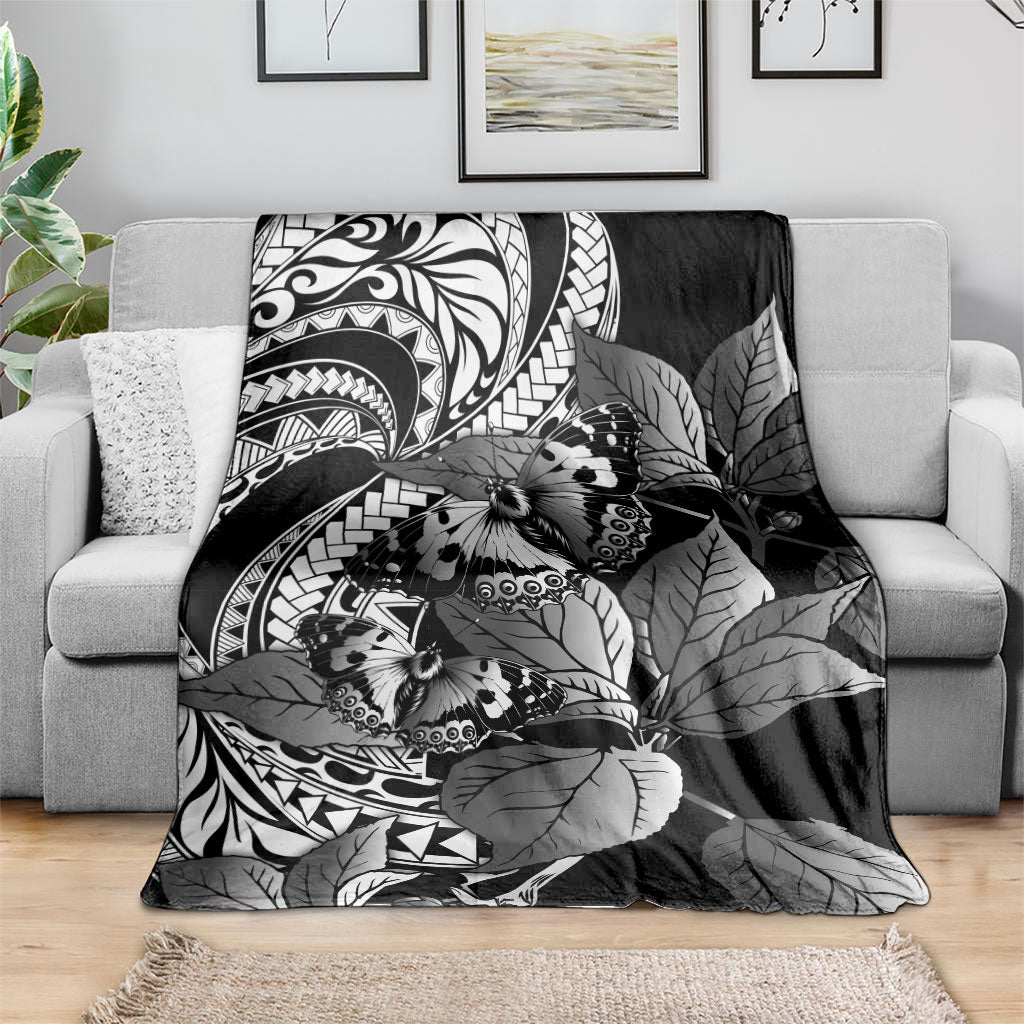 Kamehameha Butterfly Hawaii Blanket Hawaiian Pulelehua Mamaki Black Color
