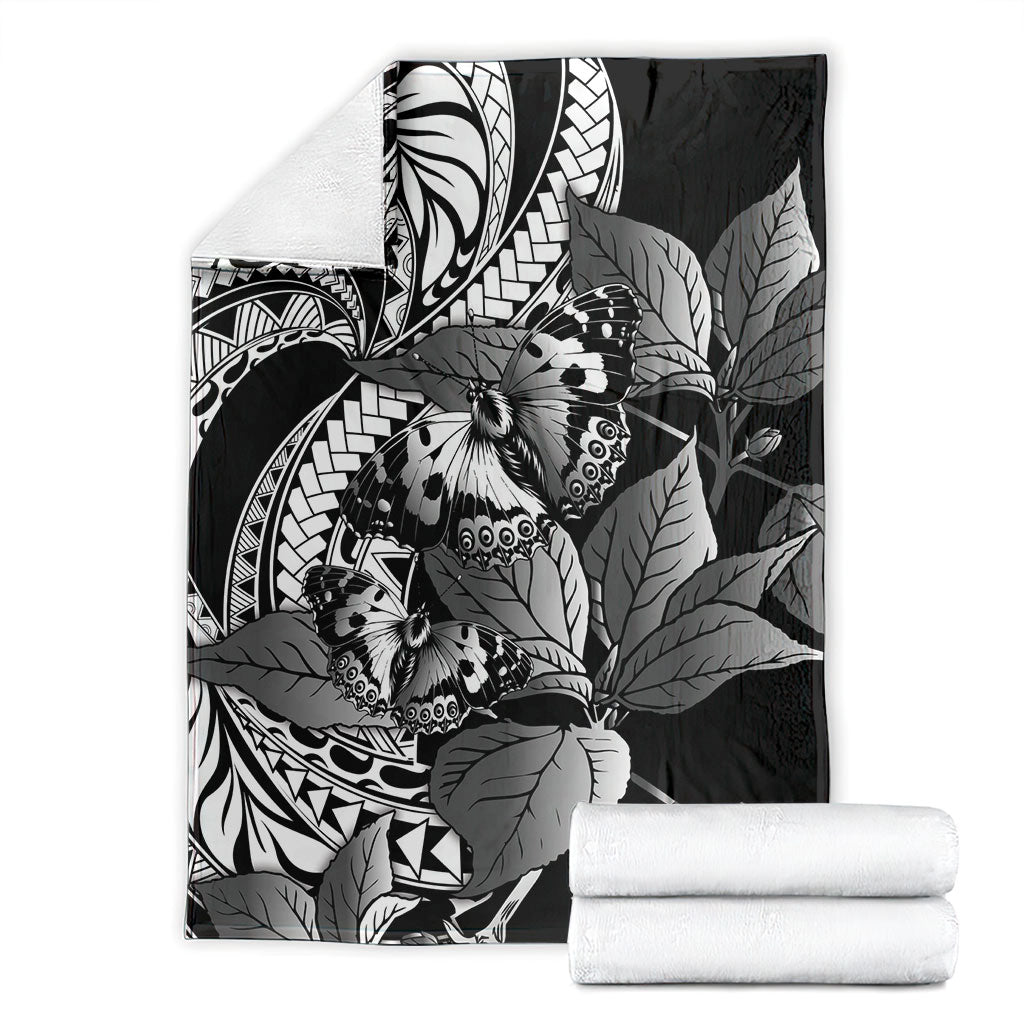Kamehameha Butterfly Hawaii Blanket Hawaiian Pulelehua Mamaki Black Color