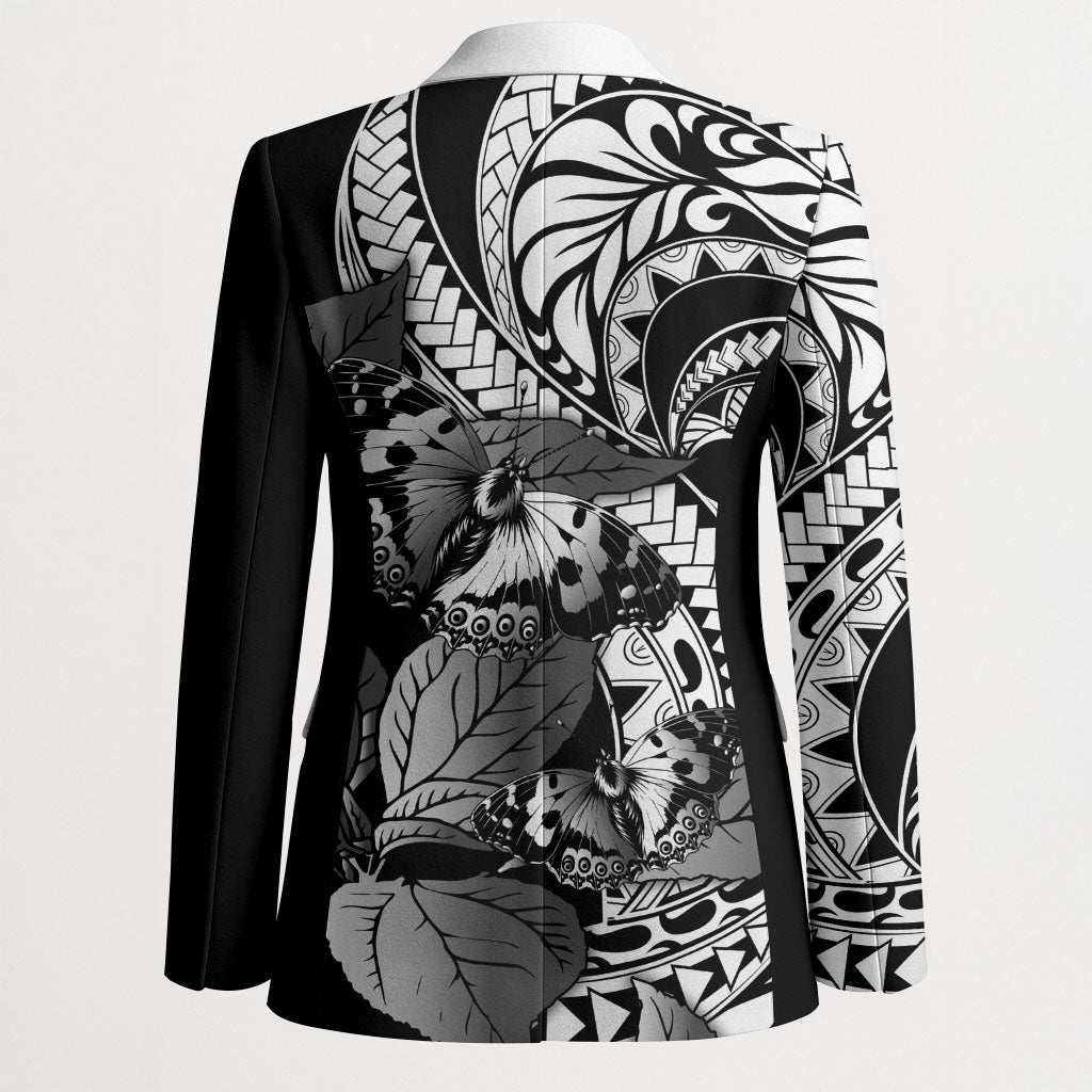 Kamehameha Butterfly Hawaii Blazer Hawaiian Pulelehua Mamaki Black Color LT14 - Polynesian Pride