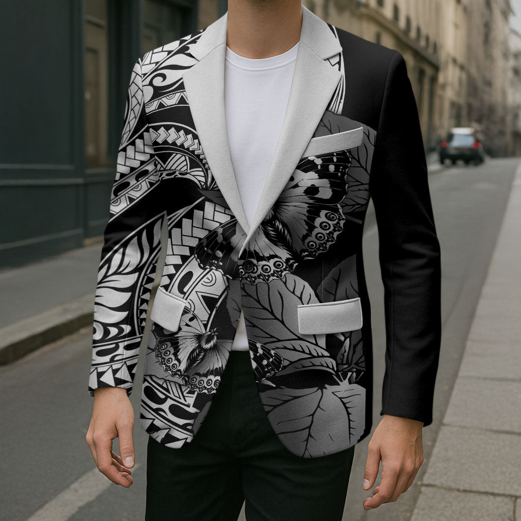 Kamehameha Butterfly Hawaii Blazer Hawaiian Pulelehua Mamaki Black Color LT14 - Polynesian Pride