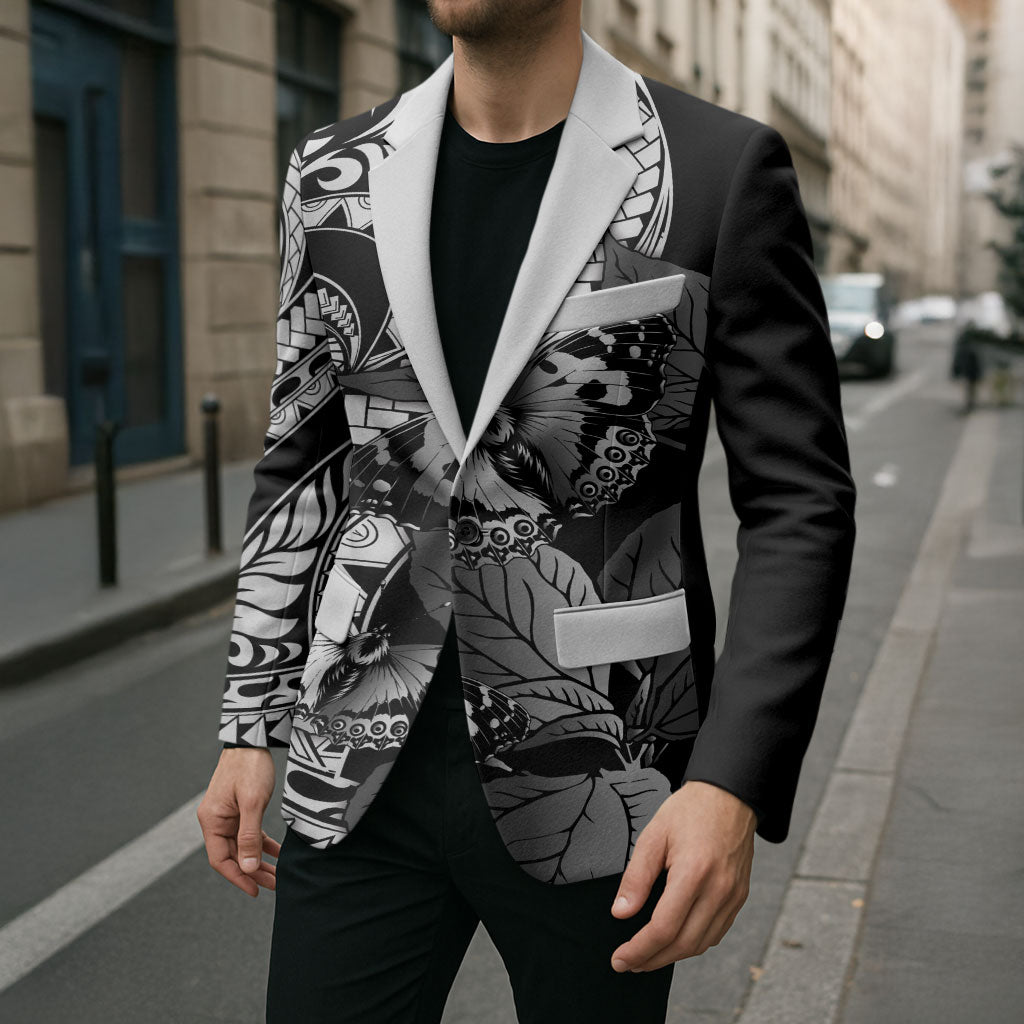 Kamehameha Butterfly Hawaii Blazer Hawaiian Pulelehua Mamaki Black Color LT14 - Polynesian Pride
