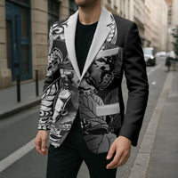 Kamehameha Butterfly Hawaii Blazer Hawaiian Pulelehua Mamaki Black Color LT14 - Polynesian Pride