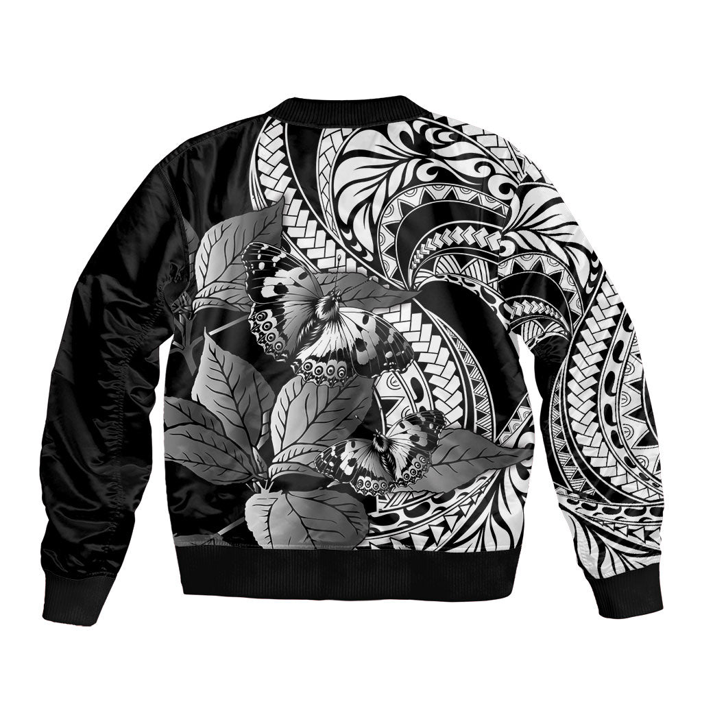 Kamehameha Butterfly Hawaii Bomber Jacket Hawaiian Pulelehua Mamaki Black Color LT14 - Polynesian Pride