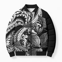 Kamehameha Butterfly Hawaii Bomber Puffer Jacket Hawaiian Pulelehua Mamaki Black Color LT14 Unisex Black - Polynesian Pride