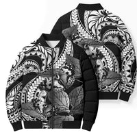 Kamehameha Butterfly Hawaii Bomber Puffer Jacket Hawaiian Pulelehua Mamaki Black Color LT14 - Polynesian Pride
