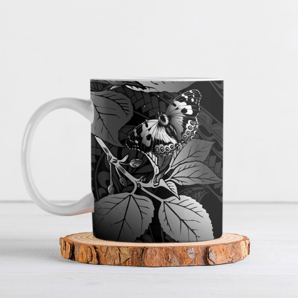 Kamehameha Butterfly Hawaii Ceramic Mug Hawaiian Pulelehua Mamaki Black Color
