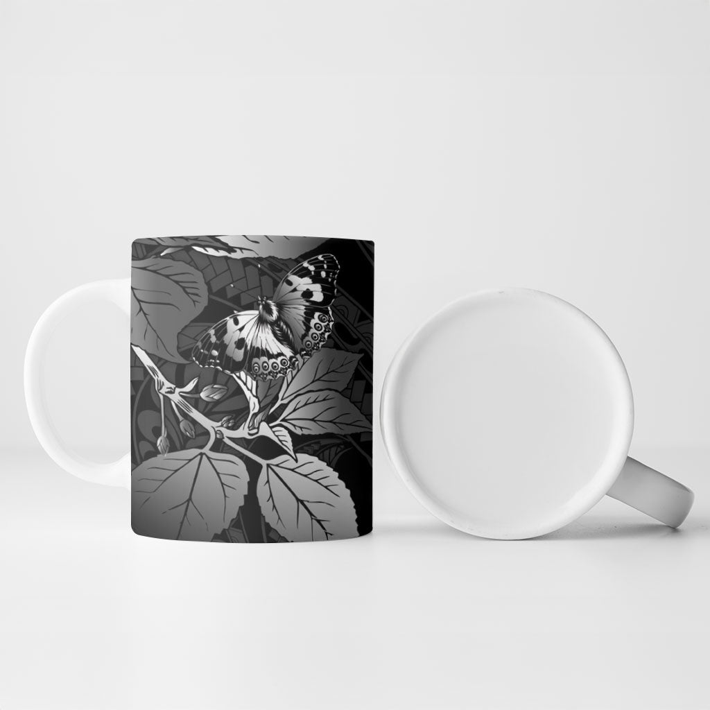 Kamehameha Butterfly Hawaii Ceramic Mug Hawaiian Pulelehua Mamaki Black Color