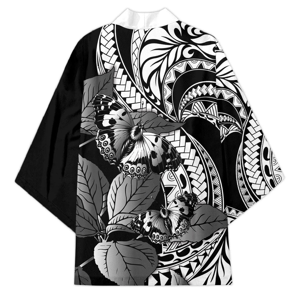 Kamehameha Butterfly Hawaii Kimono Hawaiian Pulelehua Mamaki Black Color LT14 - Polynesian Pride