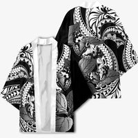 Kamehameha Butterfly Hawaii Kimono Hawaiian Pulelehua Mamaki Black Color LT14 - Polynesian Pride