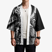 Kamehameha Butterfly Hawaii Kimono Hawaiian Pulelehua Mamaki Black Color LT14 - Polynesian Pride