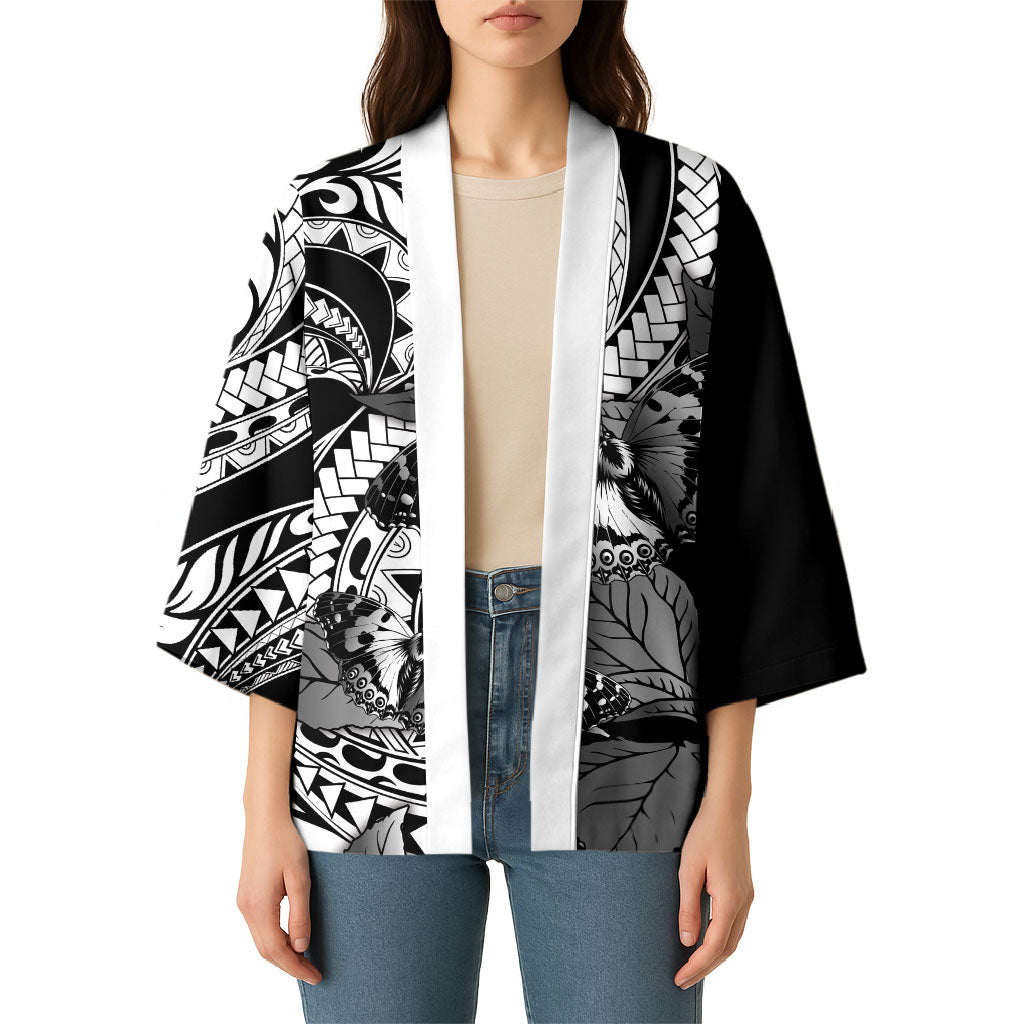 Kamehameha Butterfly Hawaii Kimono Hawaiian Pulelehua Mamaki Black Color LT14 - Polynesian Pride